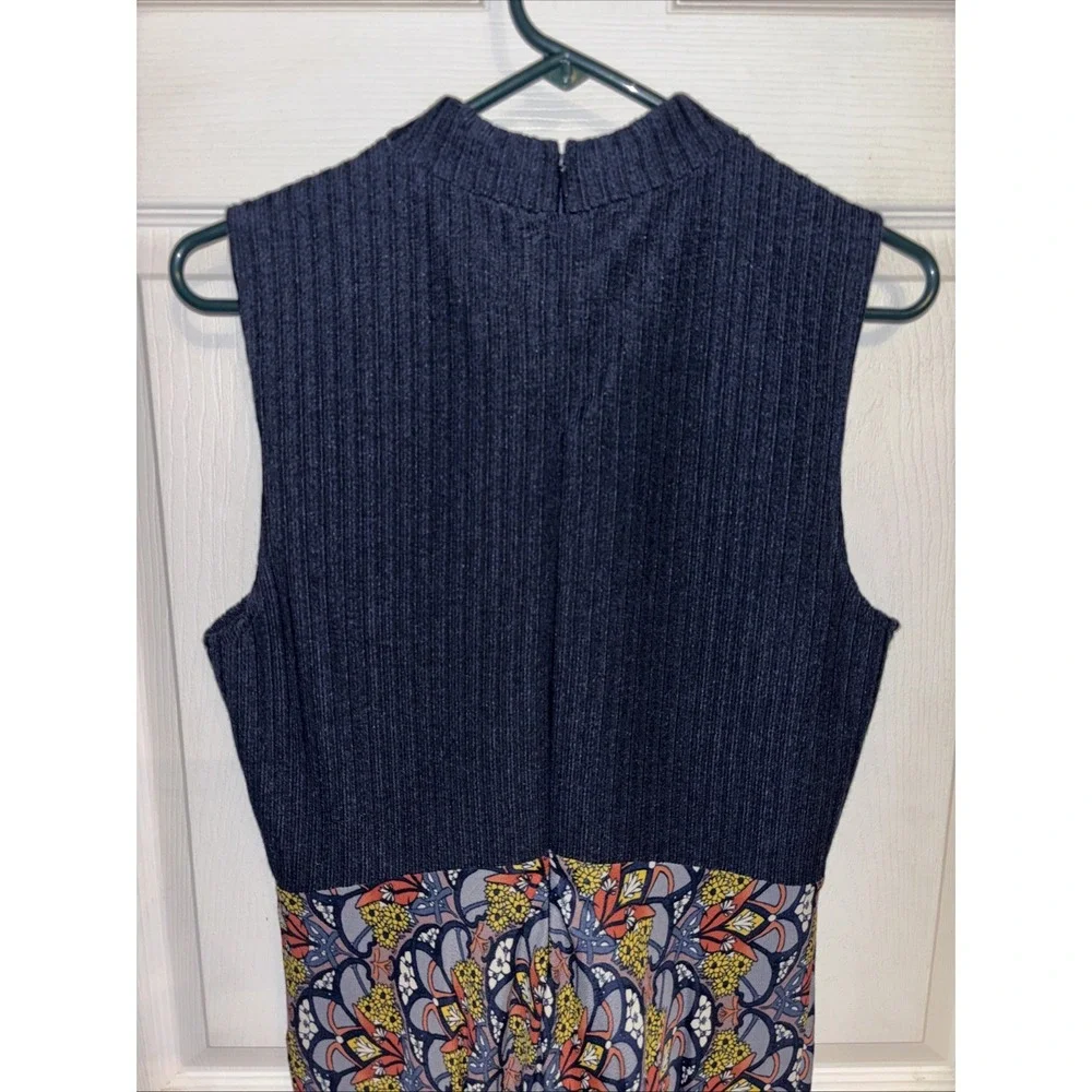TINY Anthropologie Sophie Dress Sz L Navy Sweater Bodice Rayon Skirt Midi / Maxi - Picture 11 of 16